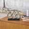 12" Silver Abstract Family Figures Decorative Sculpture with Black Rectangular Base